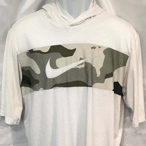 Nike Camo Short Sleeve Athletic Sport Hoodie Shirt - Picture 2 of 4